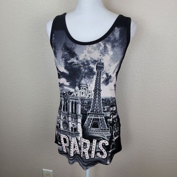 Hello Paris! Black Paris Themed Tank Top - Picture 1 of 5